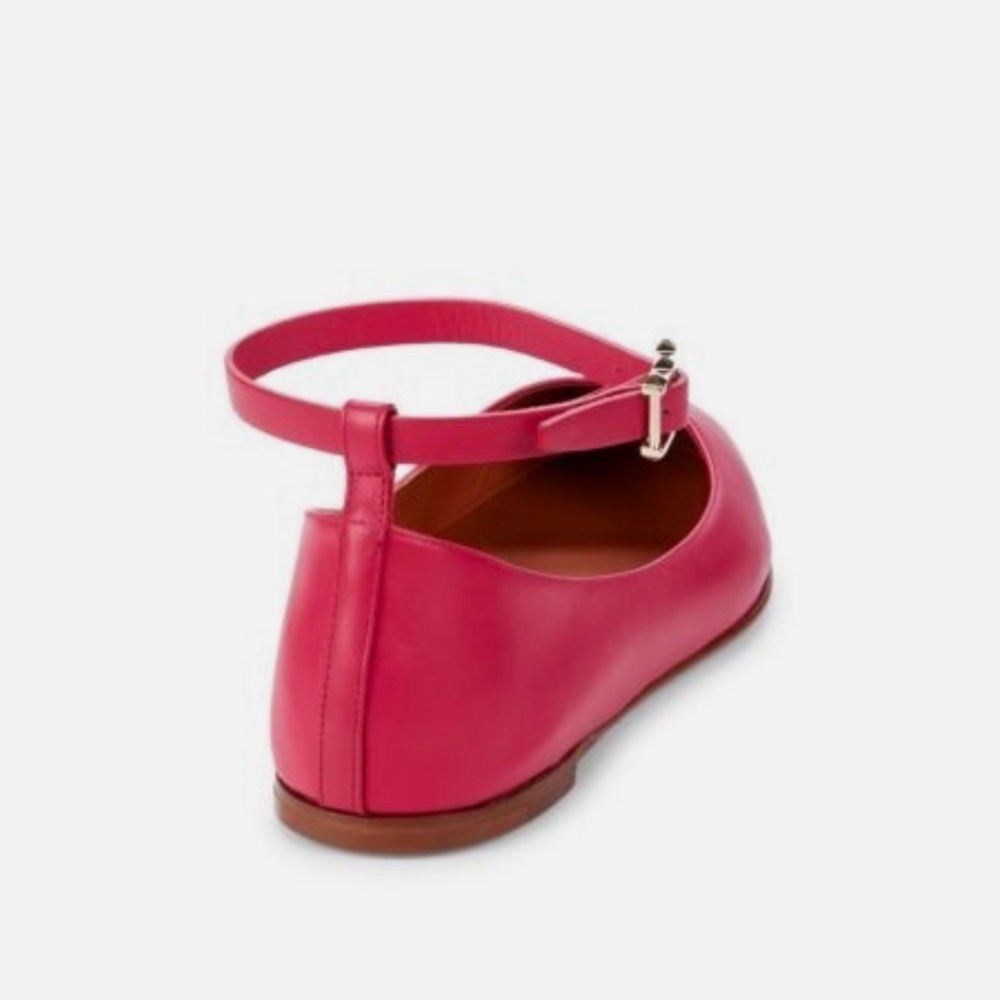 Valentino Pink Leather Ankle Strap Ballerina Flats - Picture 6 of 15